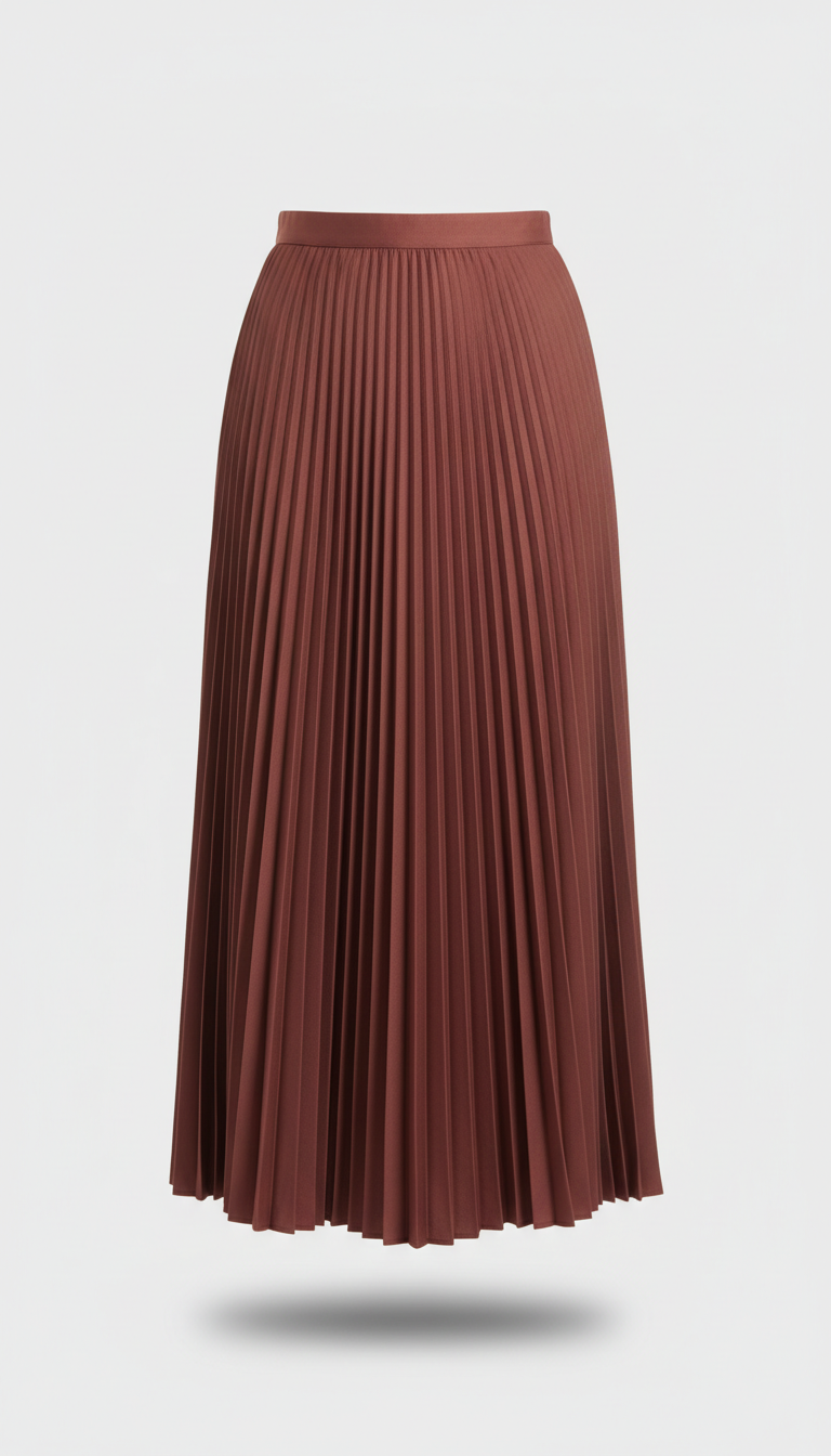 Pleated Skirt in Cocoa Rose Linen Blend