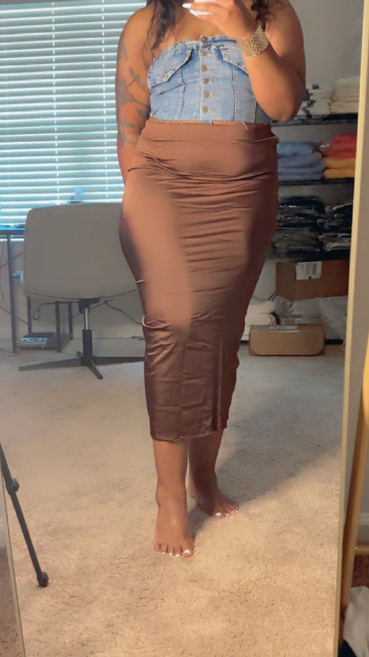 Brown Satin skirt